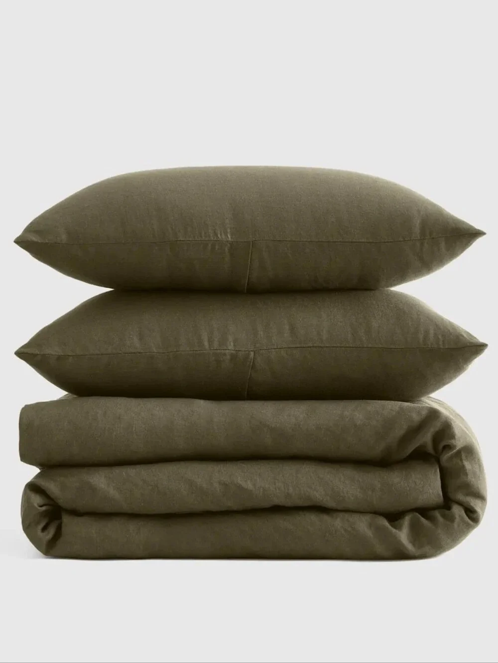 NWT! Quince European Linen Olive Duvet Cover & Shams! Sz. King/ Cal King! (981)